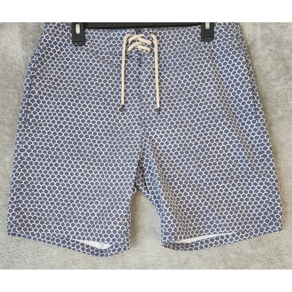 Faherty Brand Shorts Mens Size 30 Blue White Scallop Shell Print Board Beach